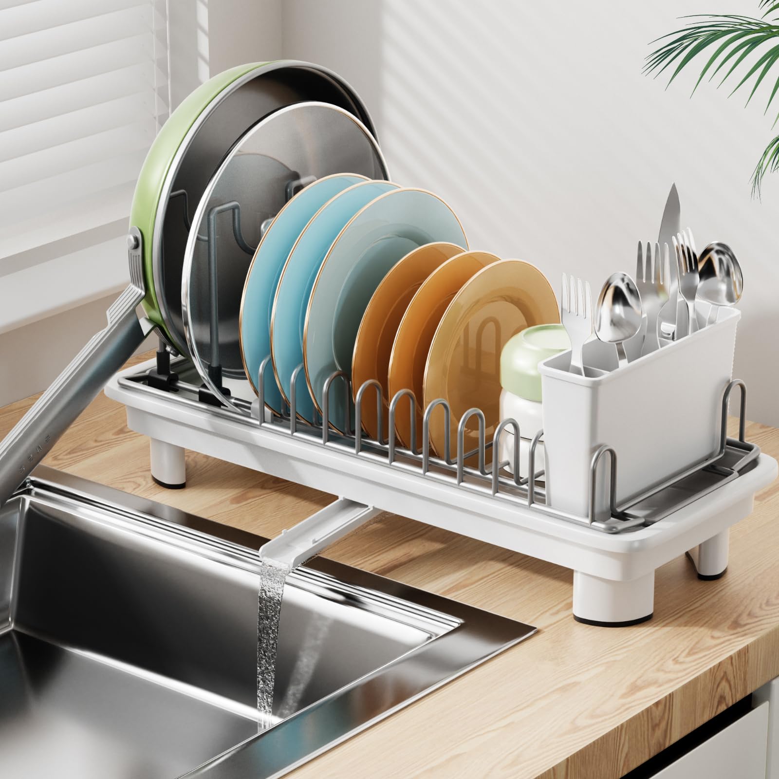 Laveshop escurridor-platos-pequeno-compacto en encimera ofrece secado rápido