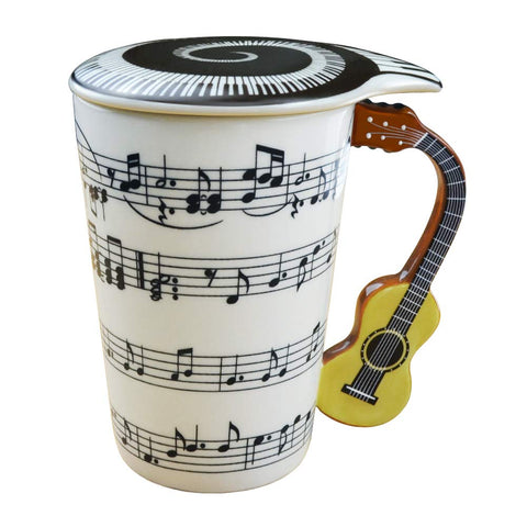 Taza Lavezee con mango de guitarra, ideal para empezar la mañana con energía.