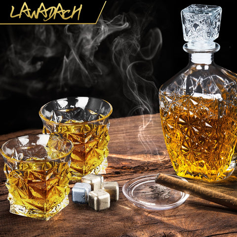 LAWADACH whisky decantador: incluye dos vasos para degustación social en casa.