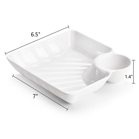 Lawei bandeja de aperitivos divididos, plástico blanco, duradera y reutilizable para fiestas.