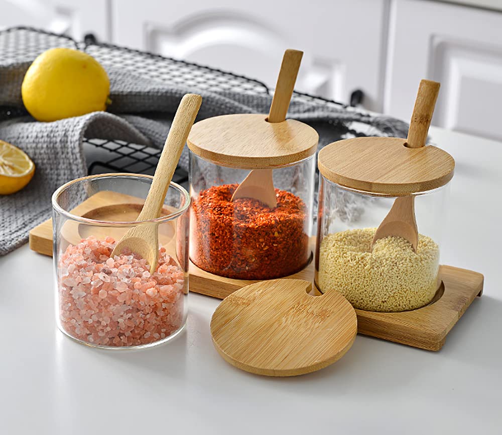 Lawei base organizadora de bambú para frascos en la cocina