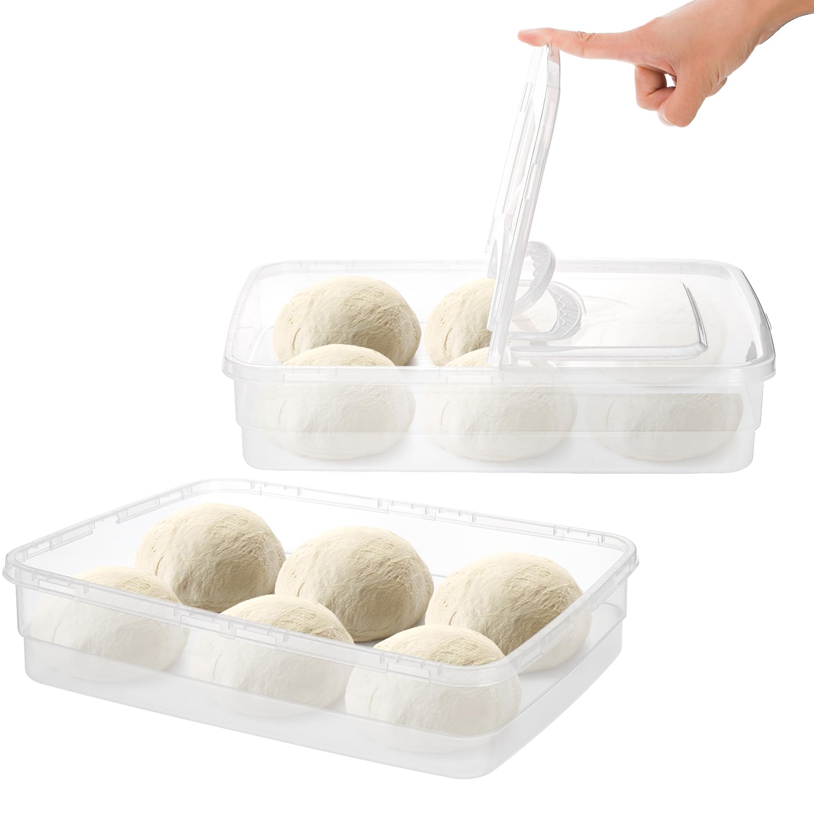 Caja Lawei apilable para ahorro de espacio en encimera y refrigerador.