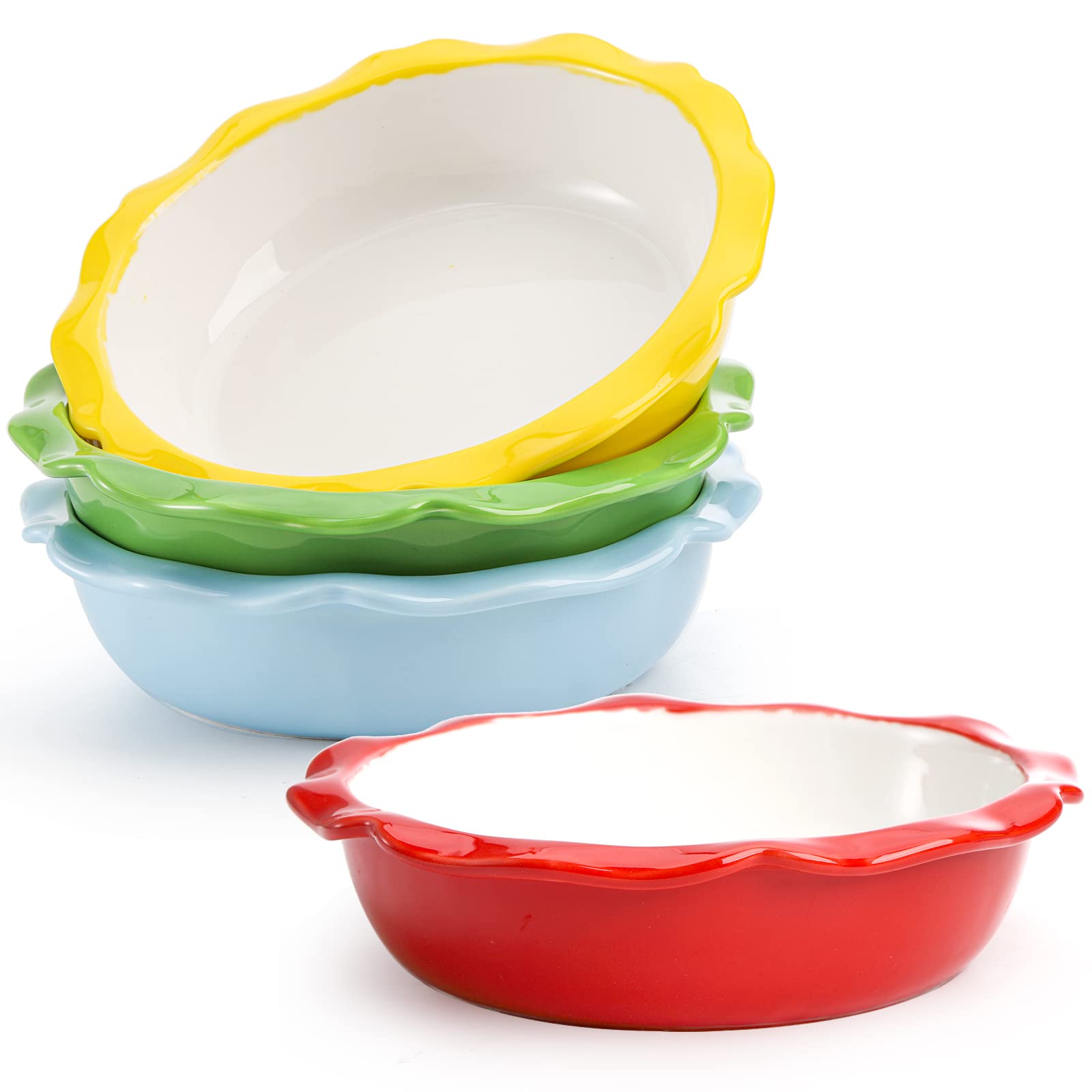 Lawei cuatro moldes cerámicos para pastel mini, porciones individuales listas para hornear