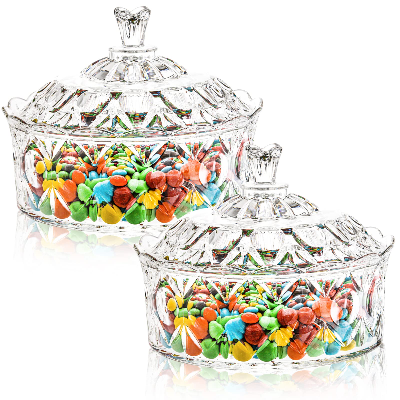 Lawei dos dulceros acrílico con tapa, ideal para buffets y decoración elegante.