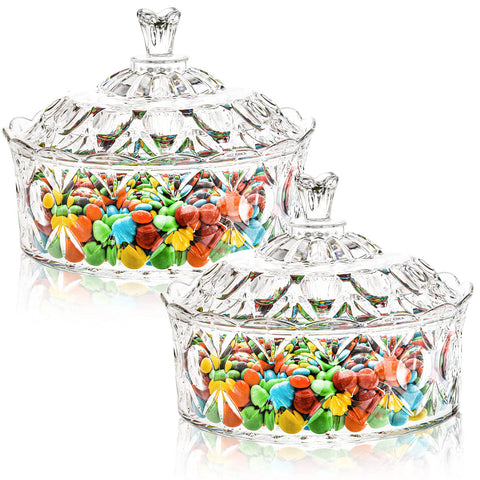 Lawei dos dulceros acrílico con tapa, ideal para buffets y decoración elegante.