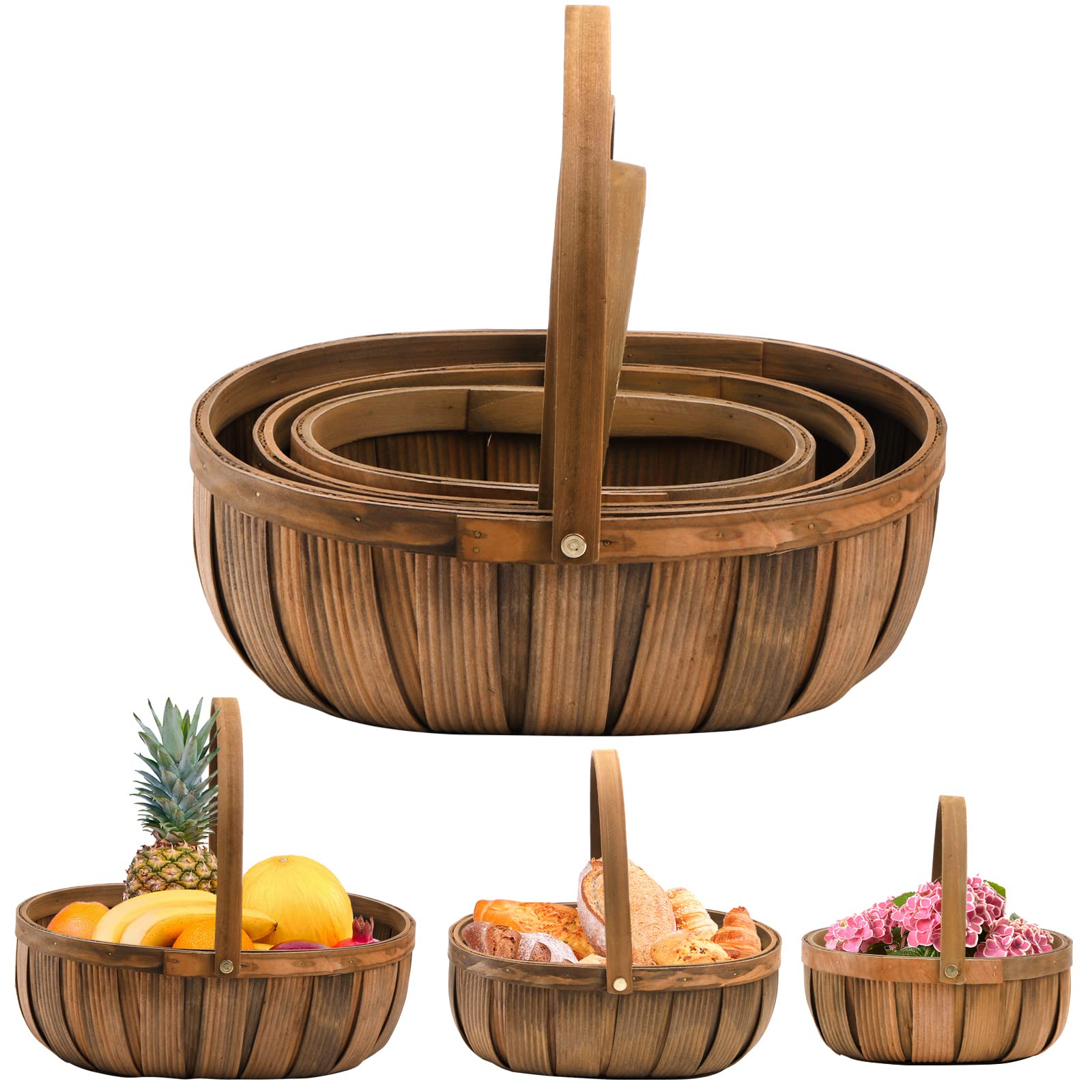 Lawei pack cestas madera pan-asa: servir pan fresco con estilo