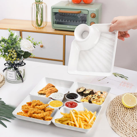Lawei plato sin derrames con diseño elevado, ideal para salsas espesas en eventos.