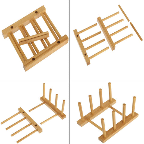 Lawei set de bandejas de bambú ocho espacios para cubiertos grandes.