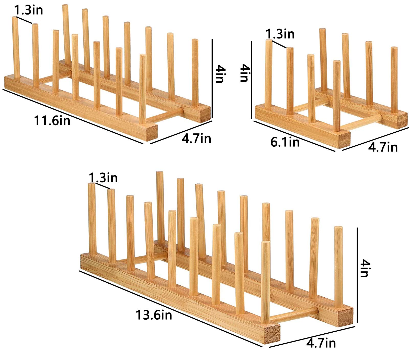 Lawei set de bandejas de bambú seis espacios para utensilios medianos.