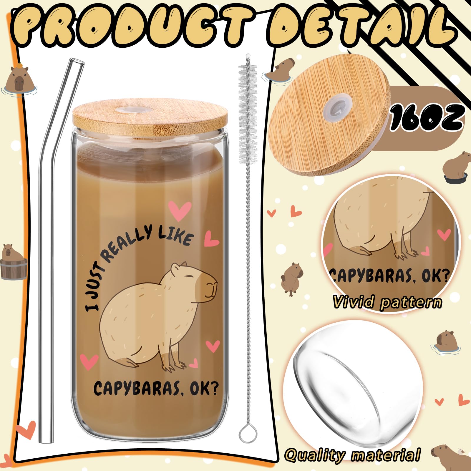 Bolsa de maquillaje Layhit con diseño capibara, ideal para organizar productos