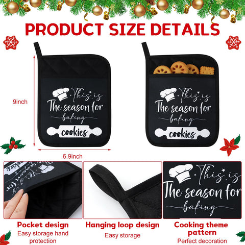 Layhit guantes de horno con bolsillo, árbol navideño, protección al manipular bandejas calientes