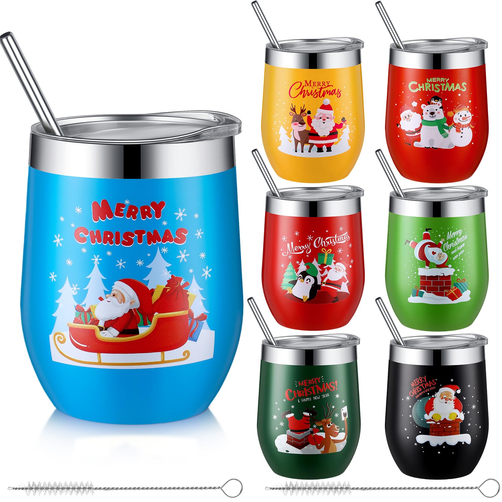 Vaso Layhit de 12 onzas con tapa y paja para regalo navideño a colegas