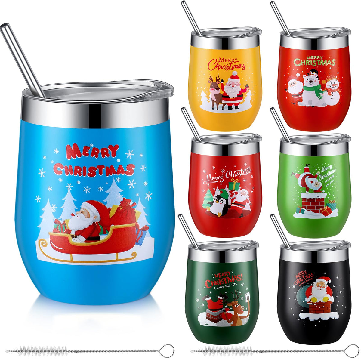 Vaso Layhit de 12 onzas con tapa y paja para regalo navideño a colegas