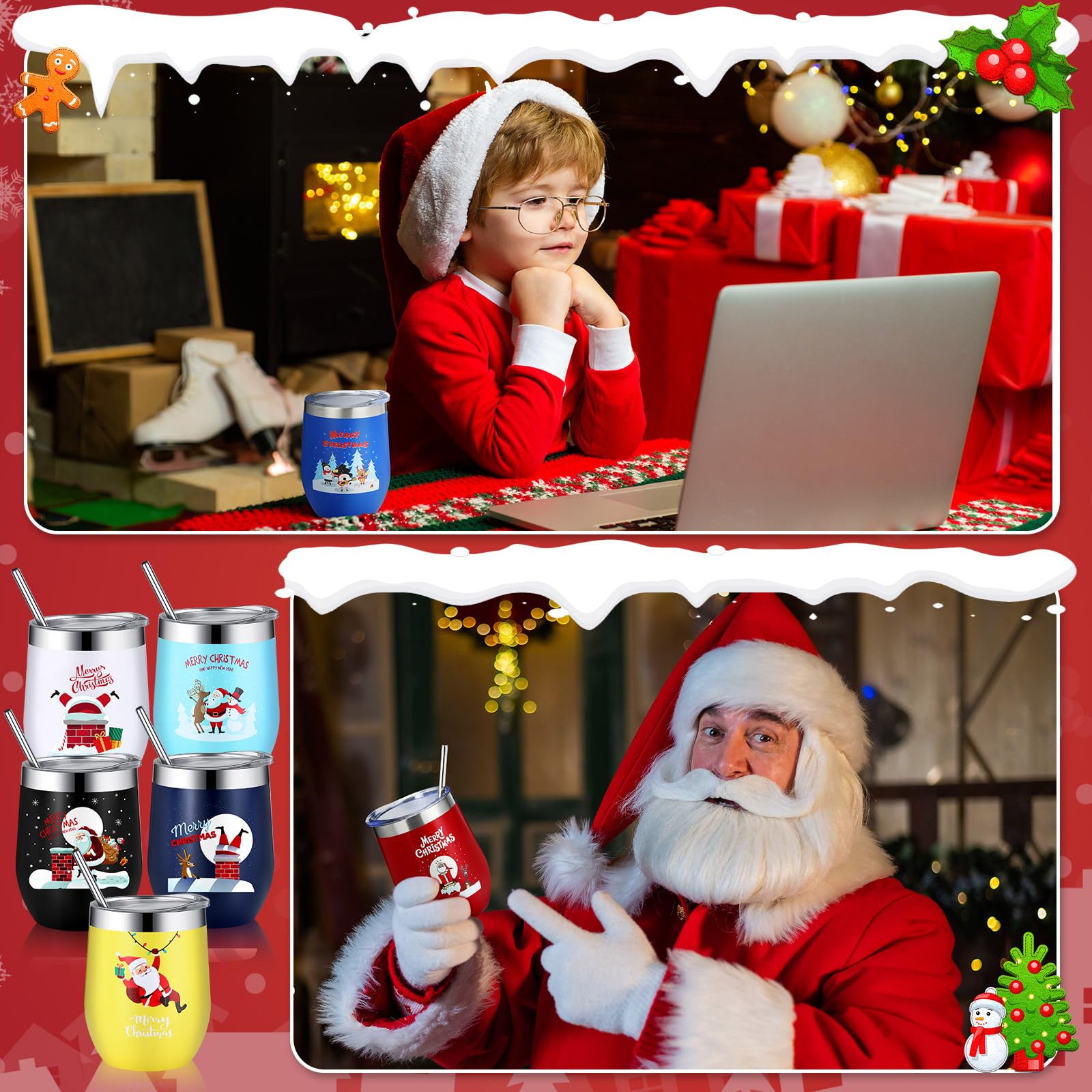 Layhit vaso navideño ciervo, perfecto para uso diario