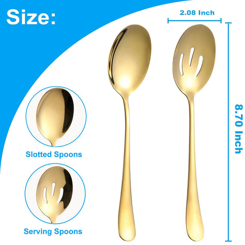Cucharas perforadas LayHyand en oro para escurrir grasa y residuos.
