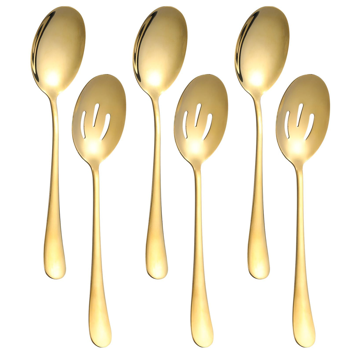 Cucharas LayHyand de servicio en oro para porciones grandes en banquetes.