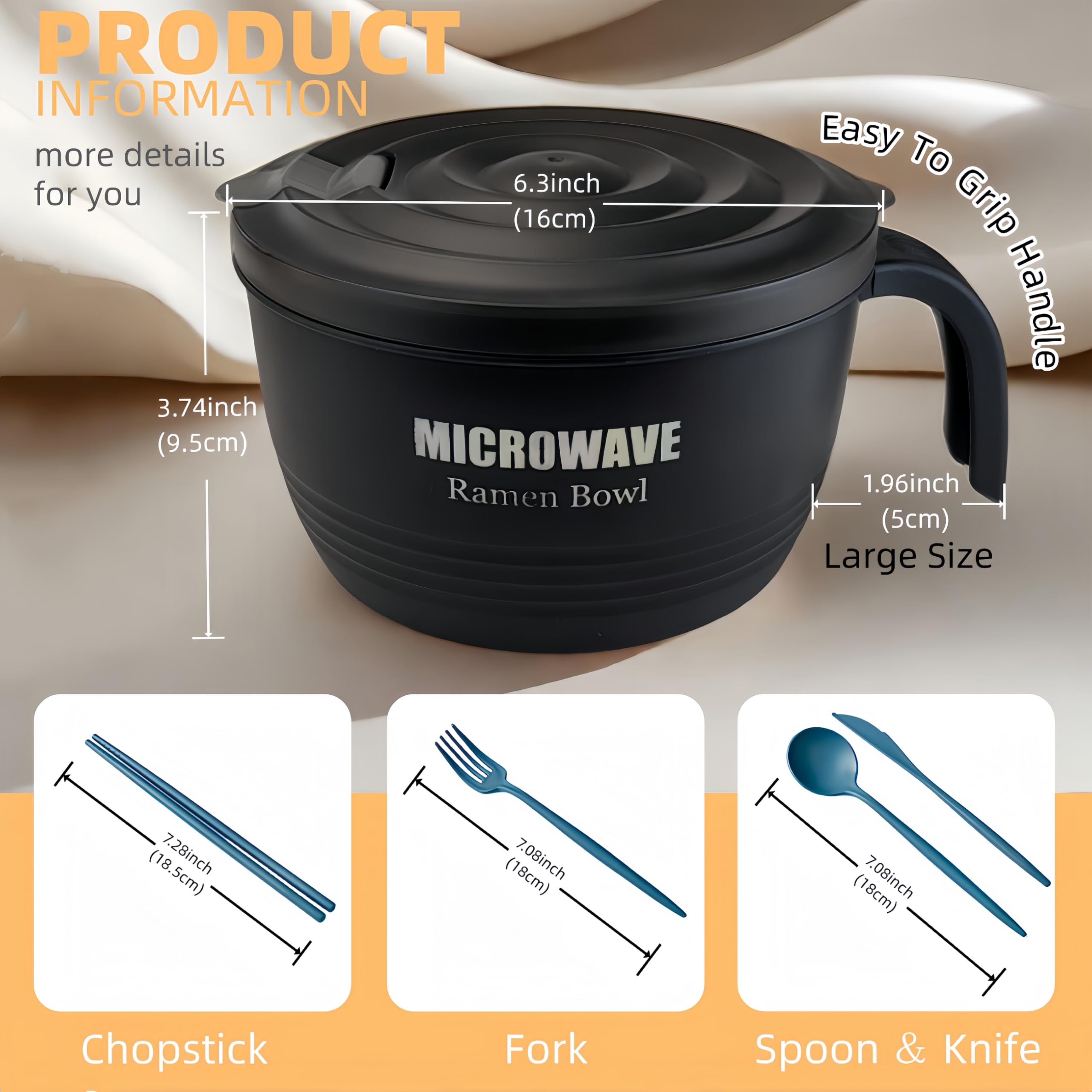 Layron tazón ramen usos múltiples en microondas para comidas rápidas