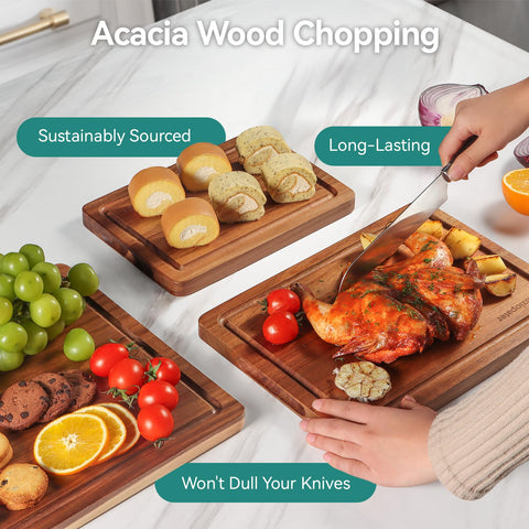 LAZIOPATER juego de tablas de corte de madera para carnes, verduras y frutas