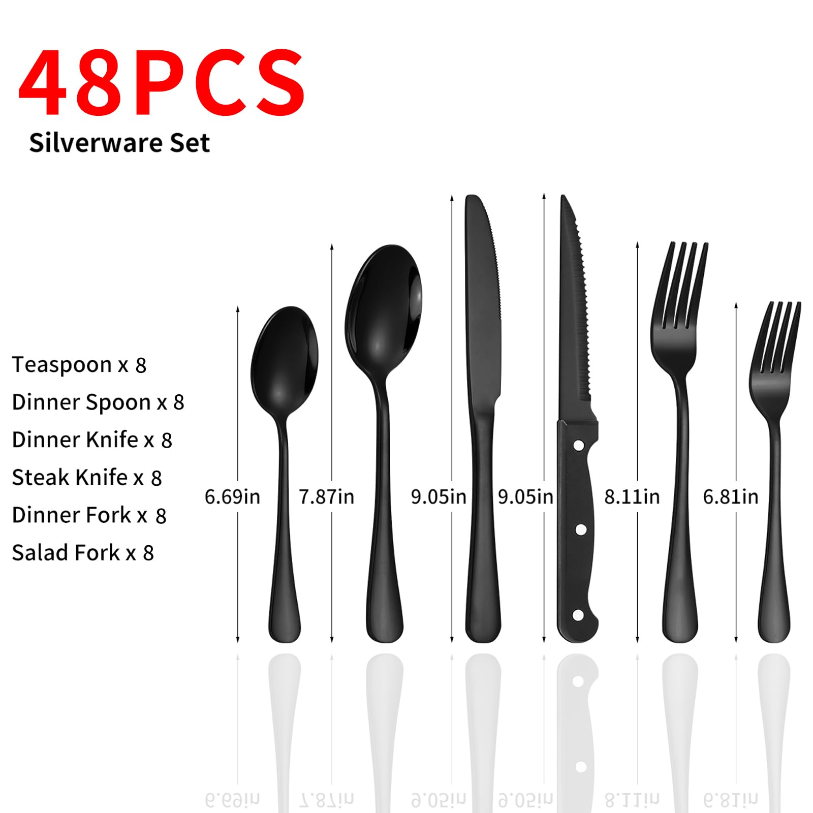 Lazycorner cuchillos para bistec negro, filo duradero para cada comida