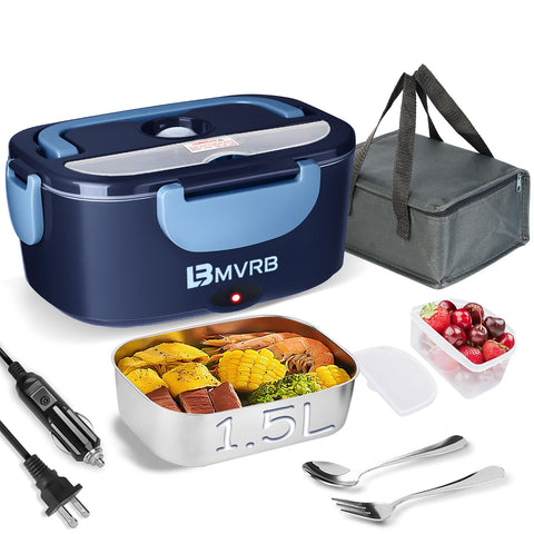 LBMVRB lonchera eléctrica 1.5L azul para comidas calientes en casa.