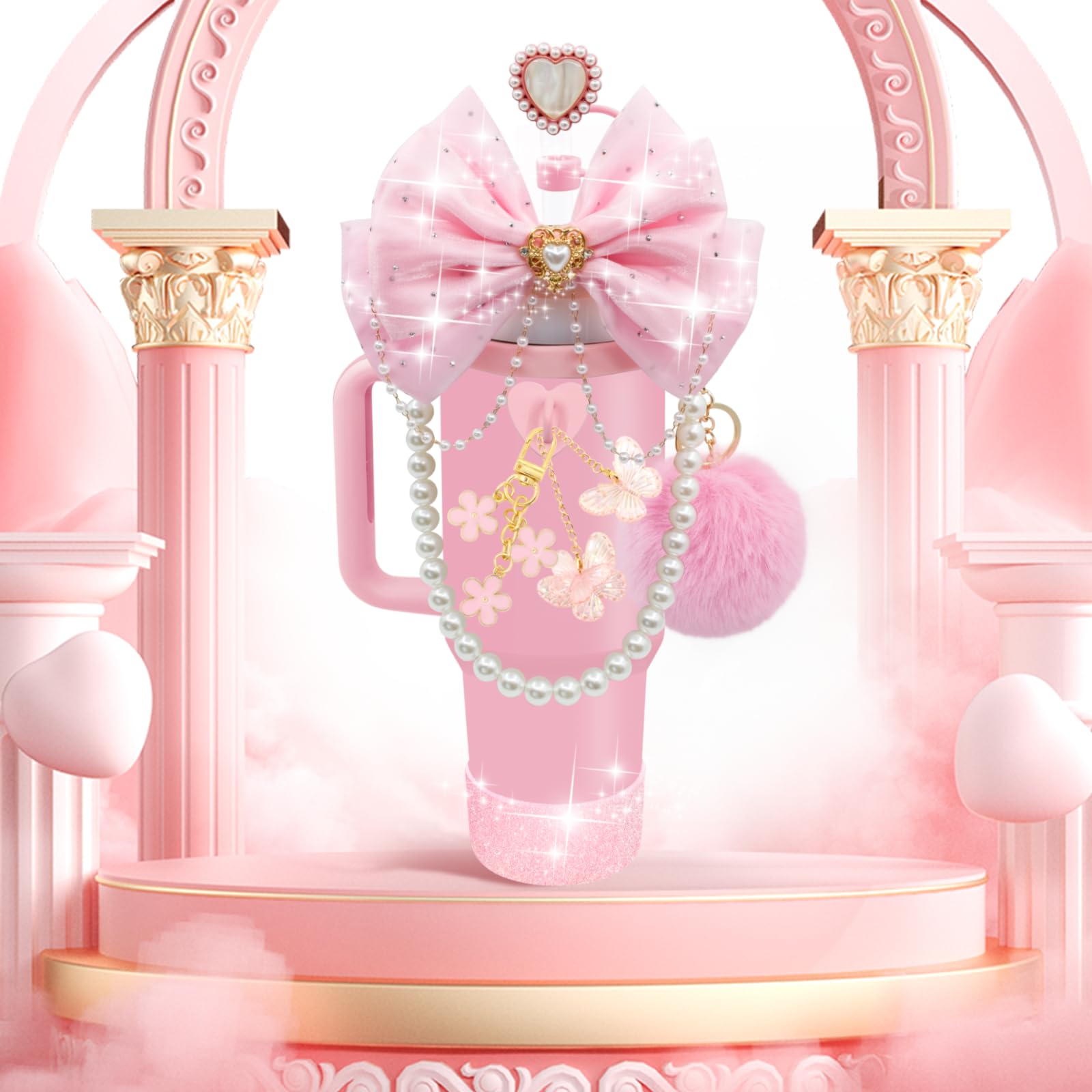 LBU Pom-Pom rosa, detalle suave para personalizar tu vaso