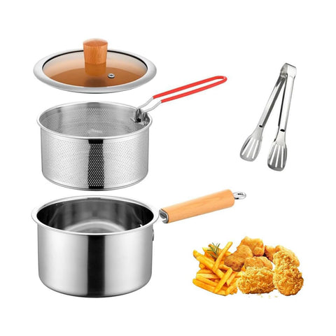 Olla LCYHOMIEE en acero inoxidable 2,5L con cesta para fritos crujientes.
