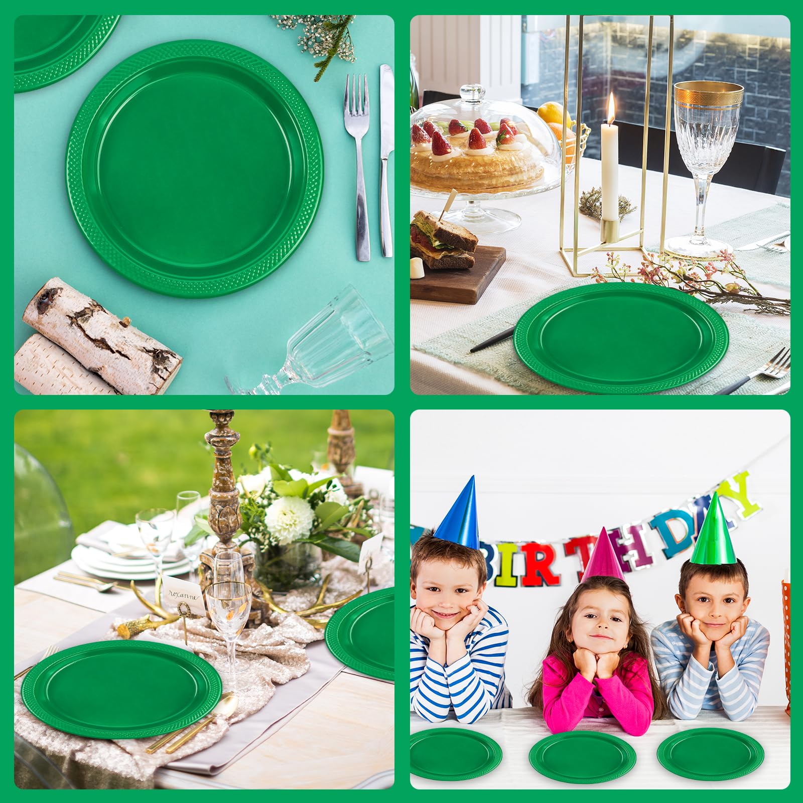 Plato verde para buffet, dulces y sobremesas con LDFDRT