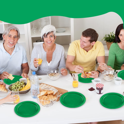 Plato verde LDFDRT para eventos especiales, elegancia y practicidad