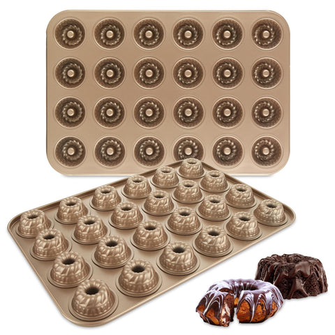LDHHYH mini moldes Bundt en dos piezas exterior para porciones individuales.
