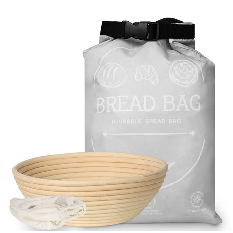 LDJRCP banneton redondo de 9 pulgadas en ratán natural para fermentación uniforme.