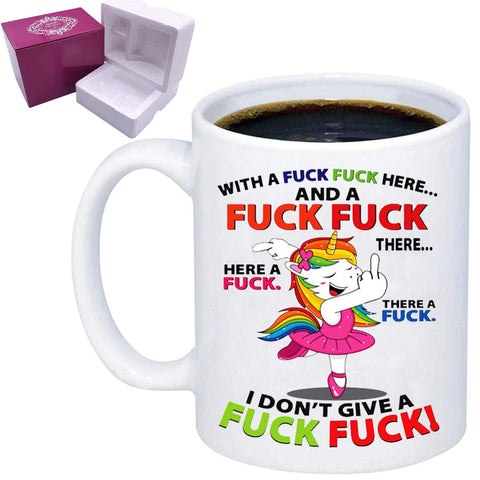 Taza LDSINC Unicornio con frase atrevida, ideal para empezar el día con humor.