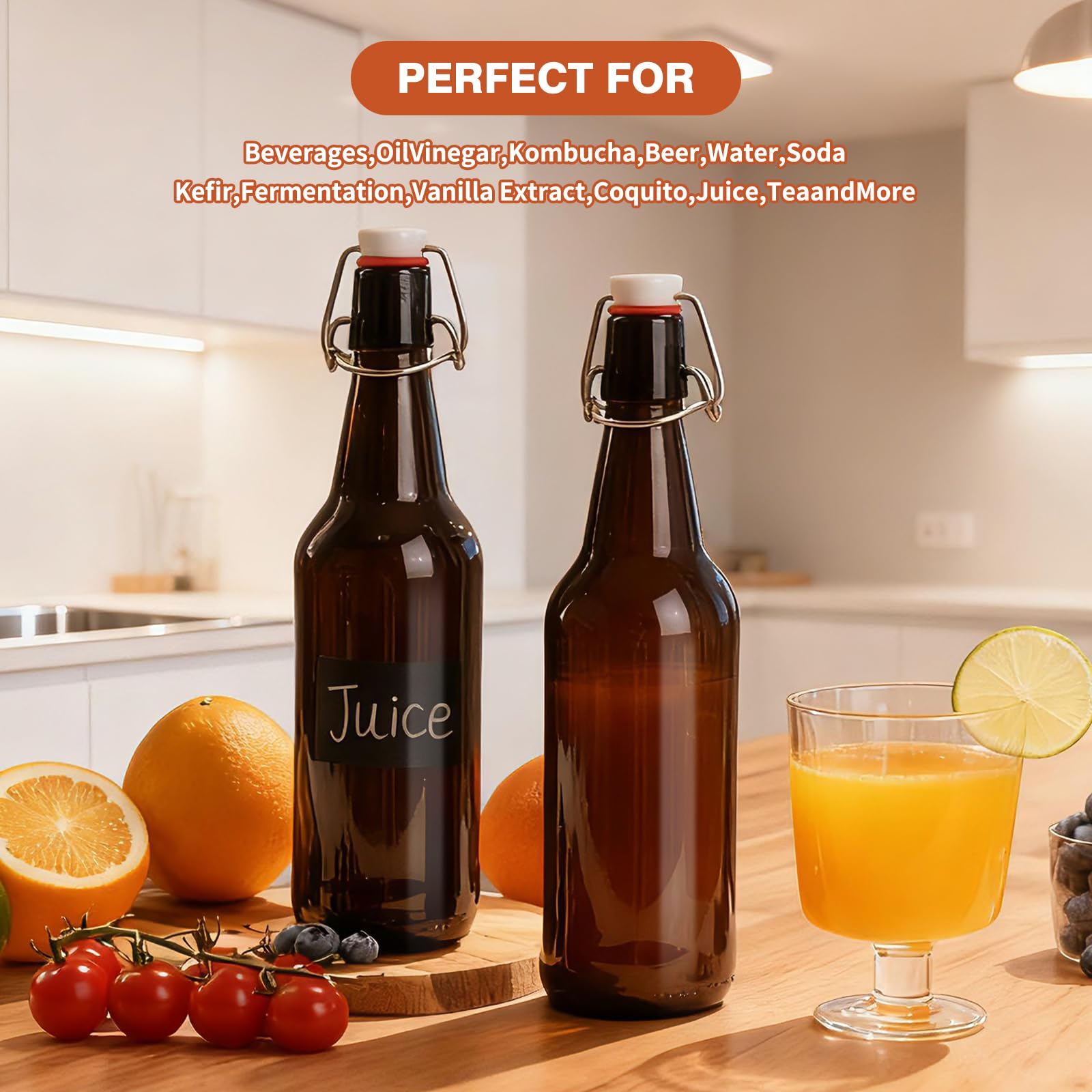 Ldylayi bebidas carbonatadas y kefir en botella vidrio ámbar 16oz.