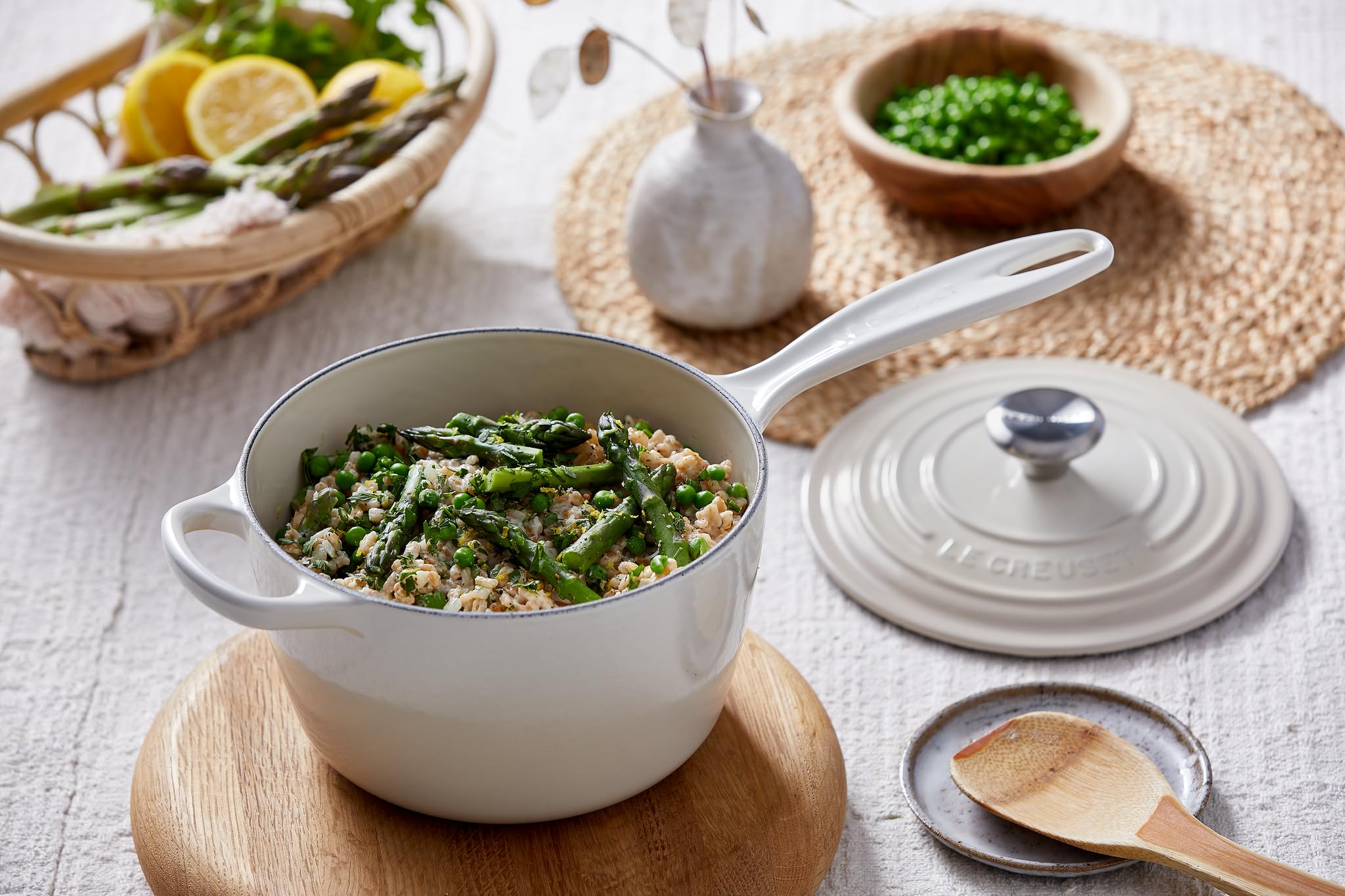 Le Creuset apto para todas las cocinas y horno hasta 500°F.