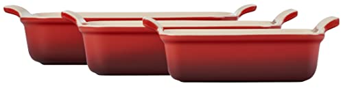 Le Creuset bandeja rectangular 10 pulgadas cerise, apta para hornear y asar