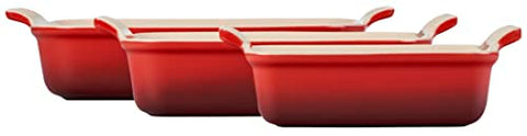 Le Creuset bandeja rectangular 10 pulgadas cerise, apta para hornear y asar