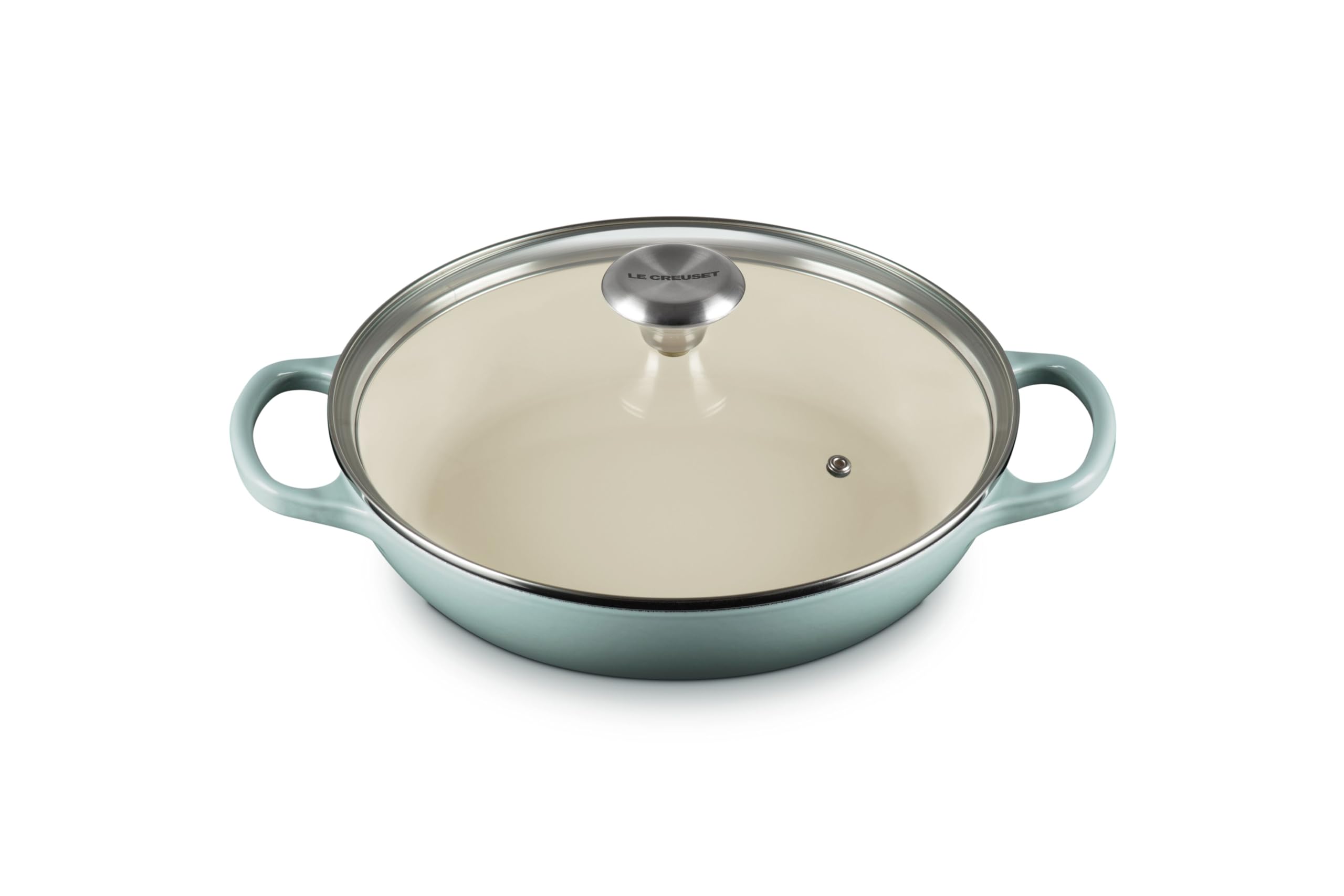 Le Creuset Braiser esmaltado redondo con tapa de vidrio para dorar uniformemente