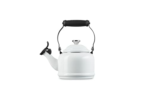 Le Creuset Demi Tetera Esmalte Acero Blanco, manija embellecida para un vertido cómodo