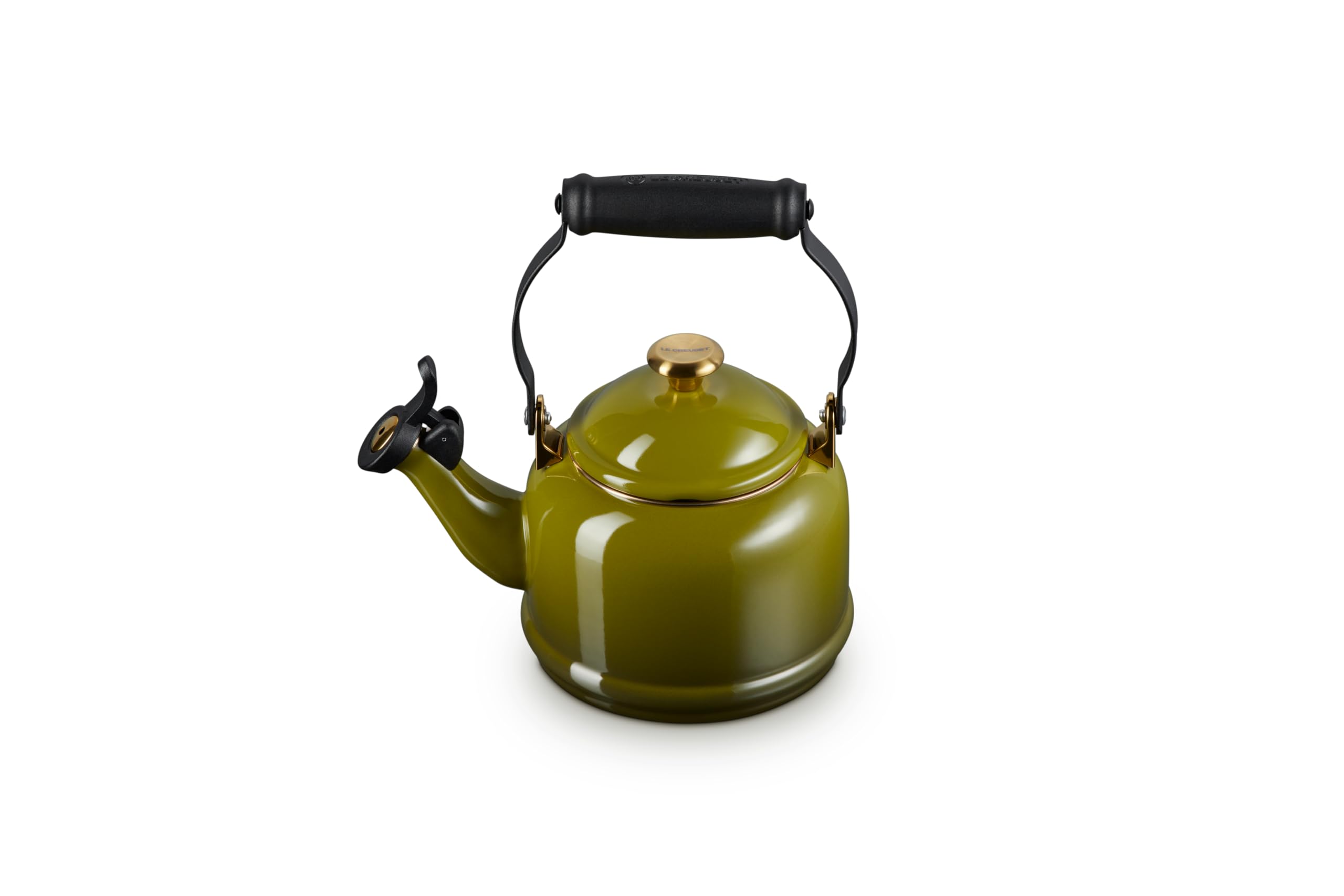 Le Creuset Tetera Demi en color oliva, hervir agua rápido con estilo.
