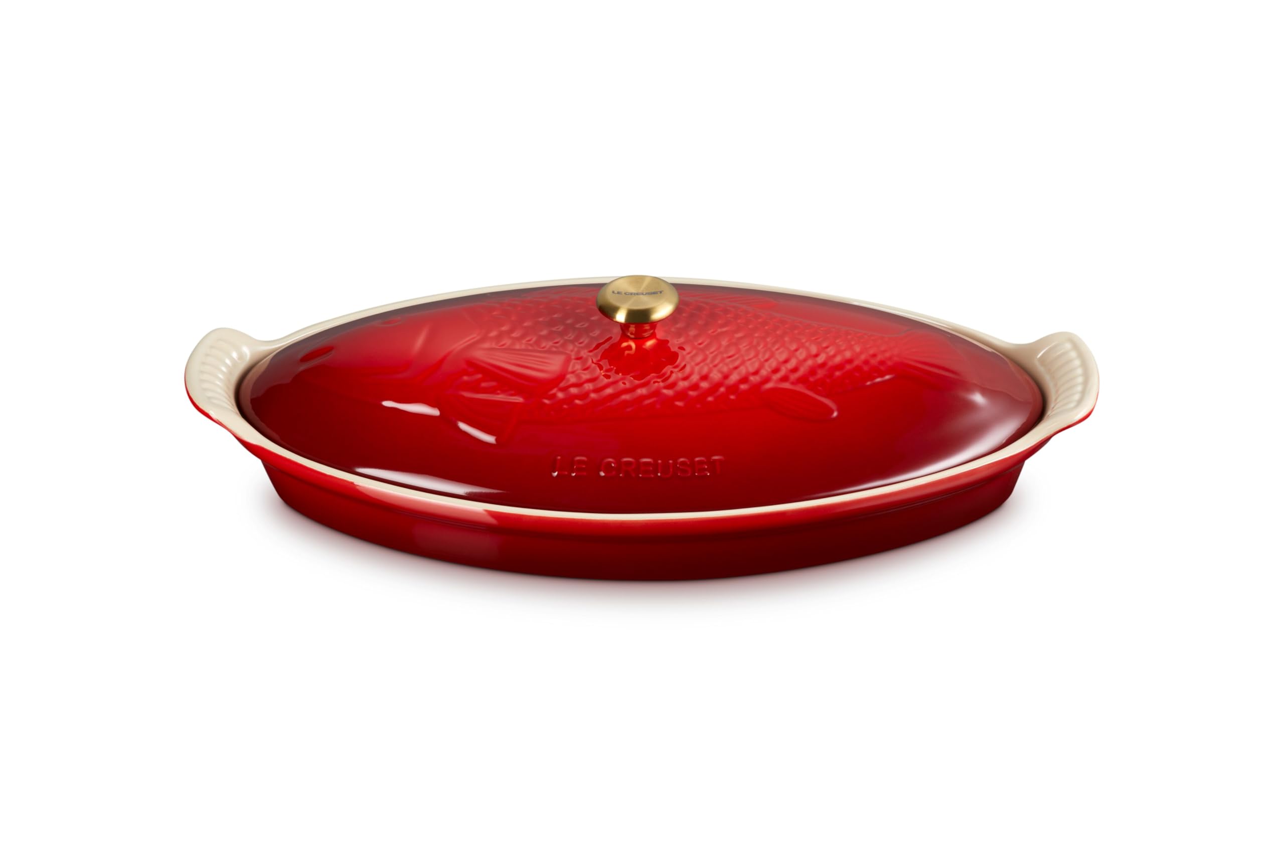 Le Creuset fuente para pescado Heritage Cerise, ideal para hornear pescado y verduras.