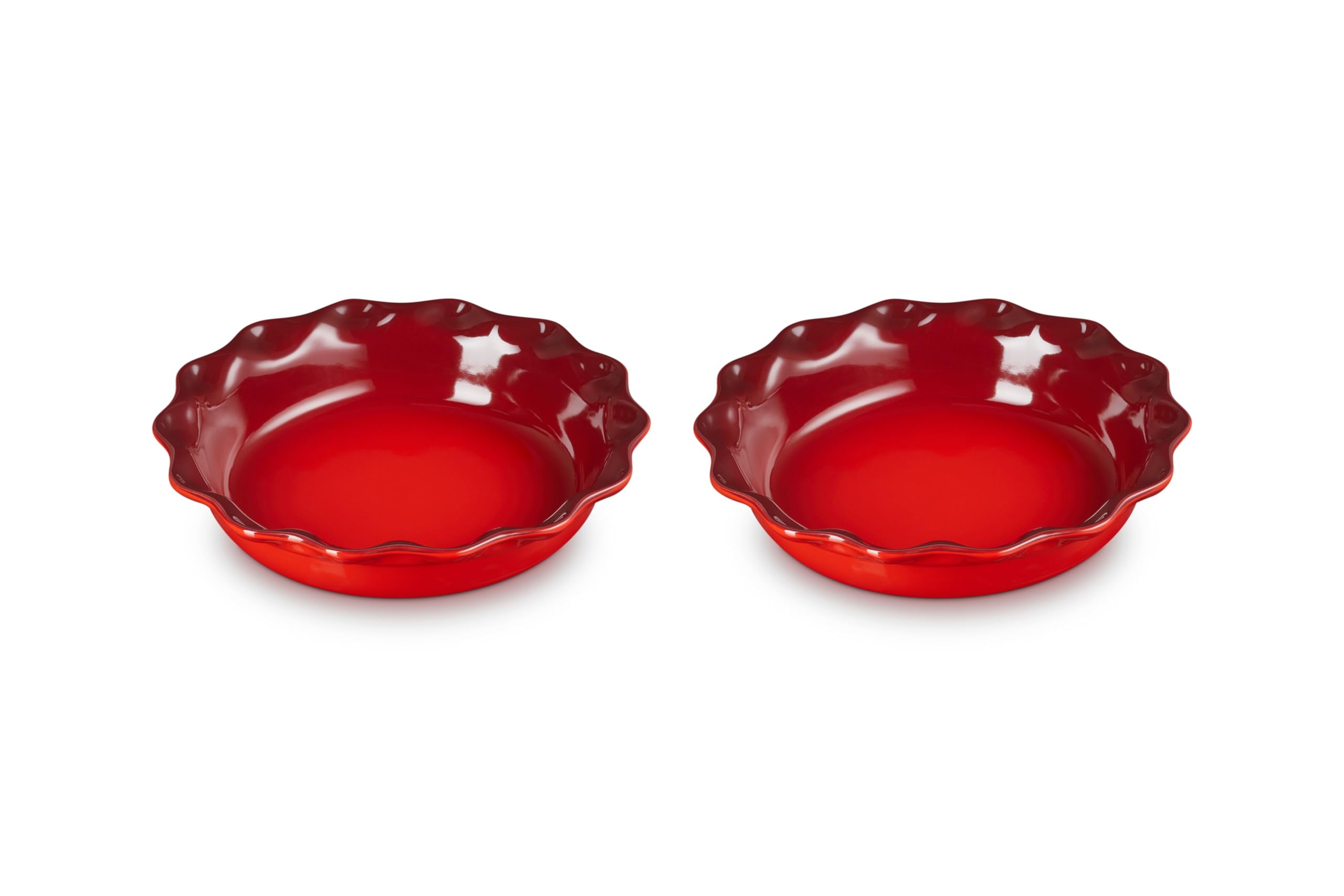 Le Creuset Molde para Tarta Heritage Fluted de 9 pulgadas Cerise, borde escallado para presentación elegante.