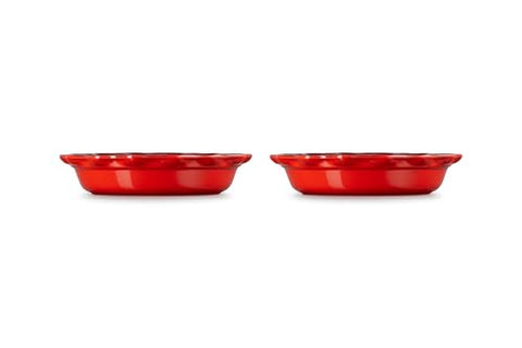 Le Creuset Molde para Tarta Heritage Fluted Cerise, revestimiento antiadherente para desmoldar fácilmente.