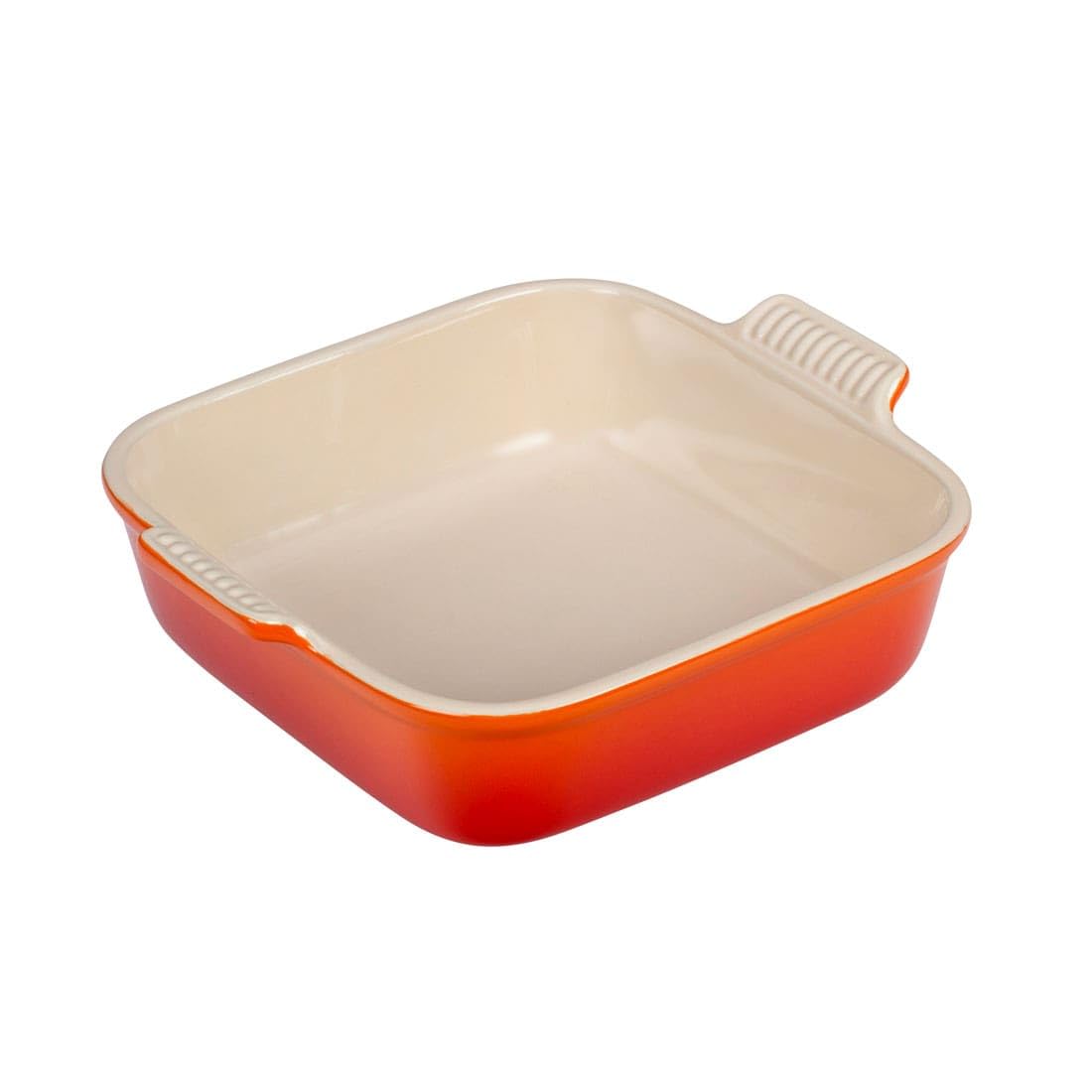 Le Creuset Heritage Square 3 qt Flame, listo para horno y mesa