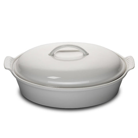 Le Creuset Heritage Stoneware cazuela oval blanca de 4 qt para cocción uniforme