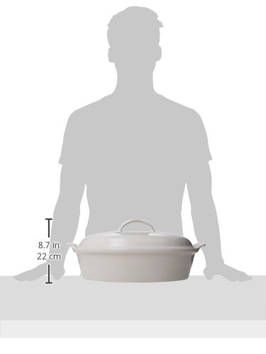 Le Creuset Heritage Stoneware tapa para cazuela oval blanca, conserva calor y humedad
