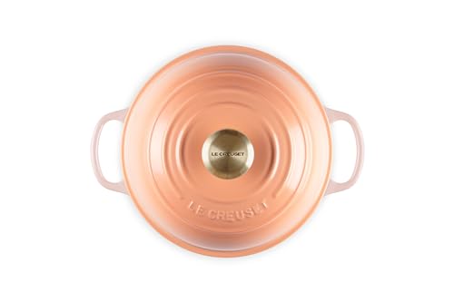 Le Creuset Horno para Pan Redondo Enamelado 9-5 Peche, tapa en posición abierta.