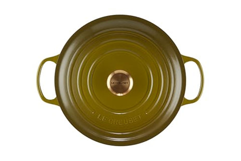 Le Creuset interior clara, fondo visible para monitorear cocción