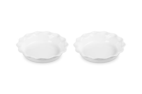 Le Creuset Molde-pie Heritage 9 pulgadas blanco, hornea de forma uniforme y dorada.