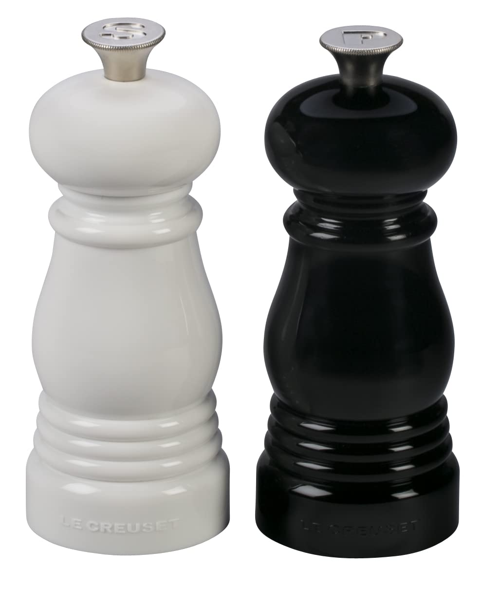 Conjunto Le Creuset molinillos sal pimienta en negro y blanco, uso diario y sabor mejorado