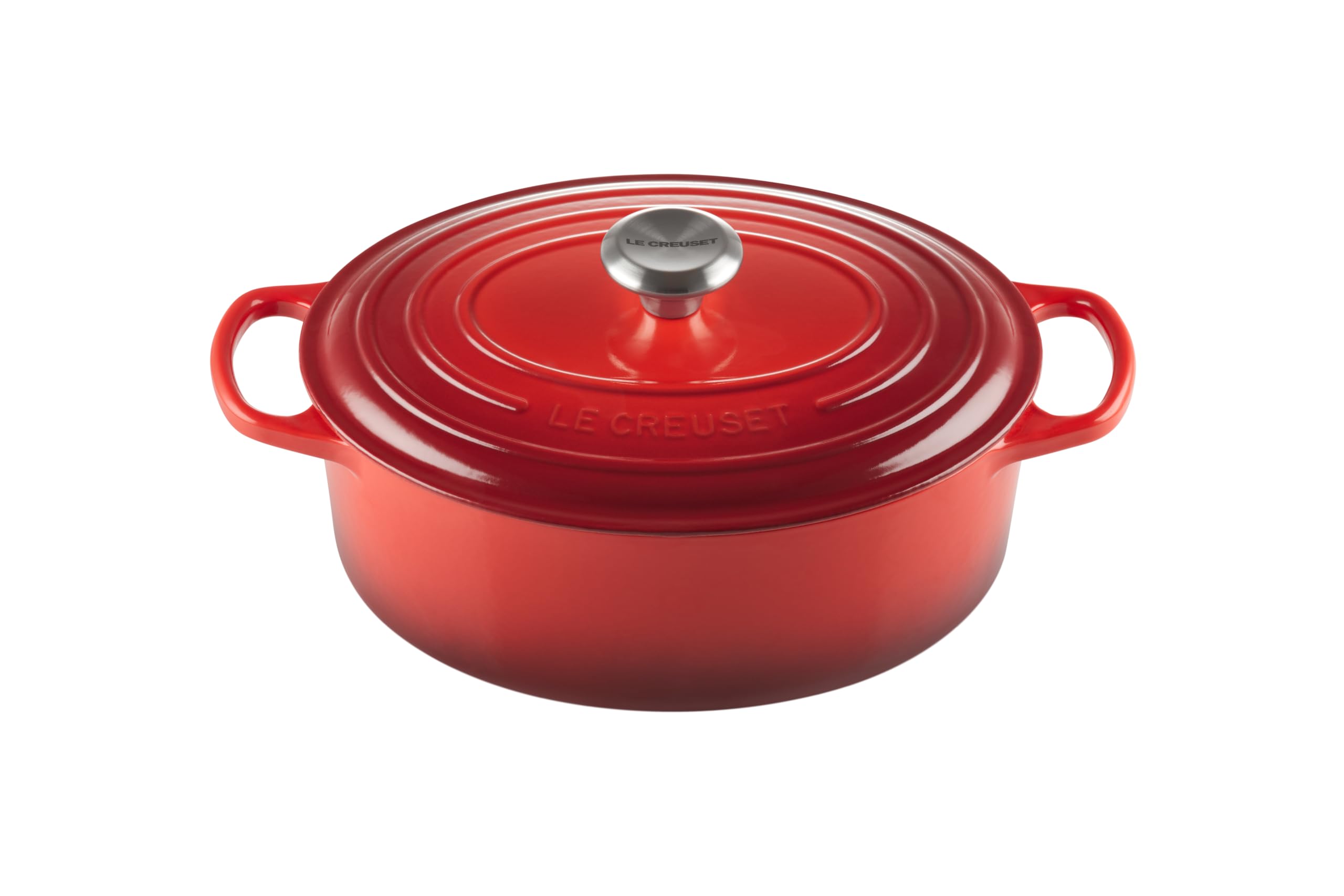 Olla Le Creuset esmaltada ovalada Cerise, distribución de calor superior.