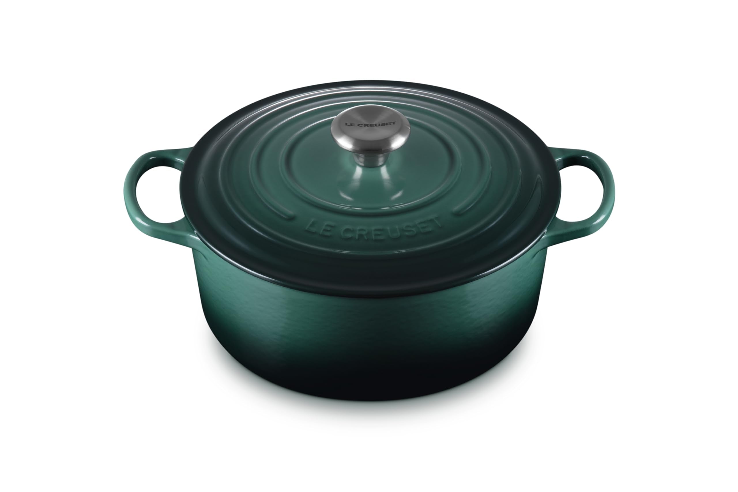 Le Creuset olla esmaltada redonda Artichaut, vista frontal, calor uniforme para guisos.